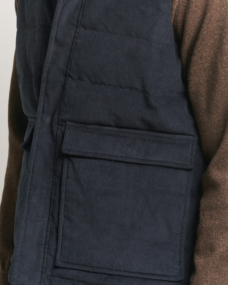 Hombres | Abrigos y chaquetas | Stenströms | Pocket Corduroy Vest Navy
