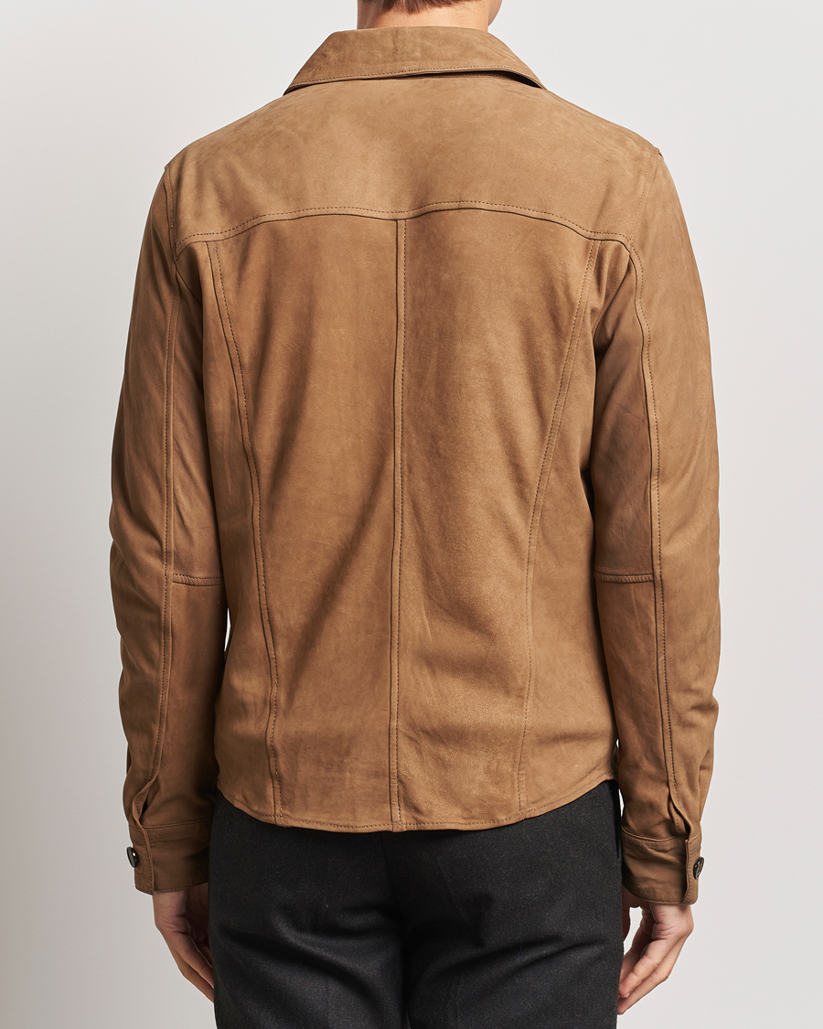 Hombres | Camisas | Stenströms | Lamb Suede Overshirt Brown