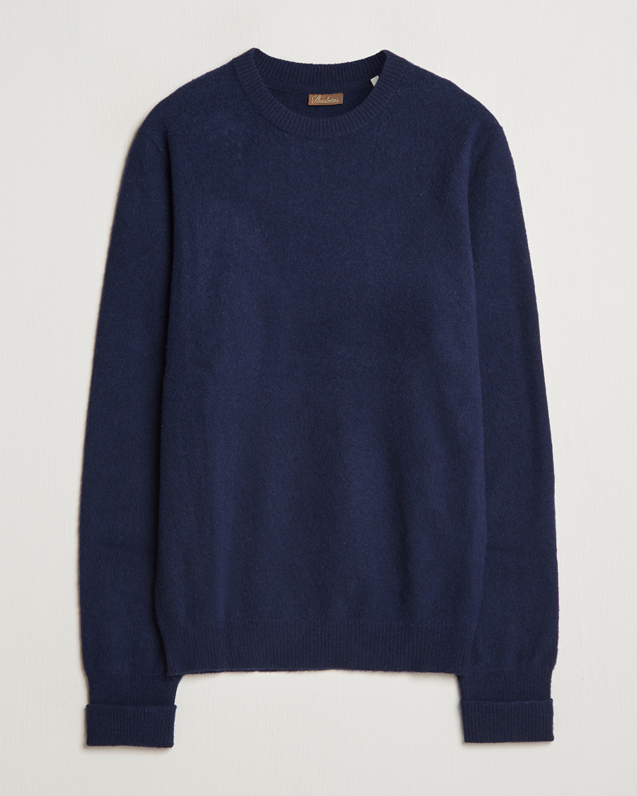 Hombres | Jerséis y prendas de punto | Stenströms | Brushed Merino Crew Neck Navy