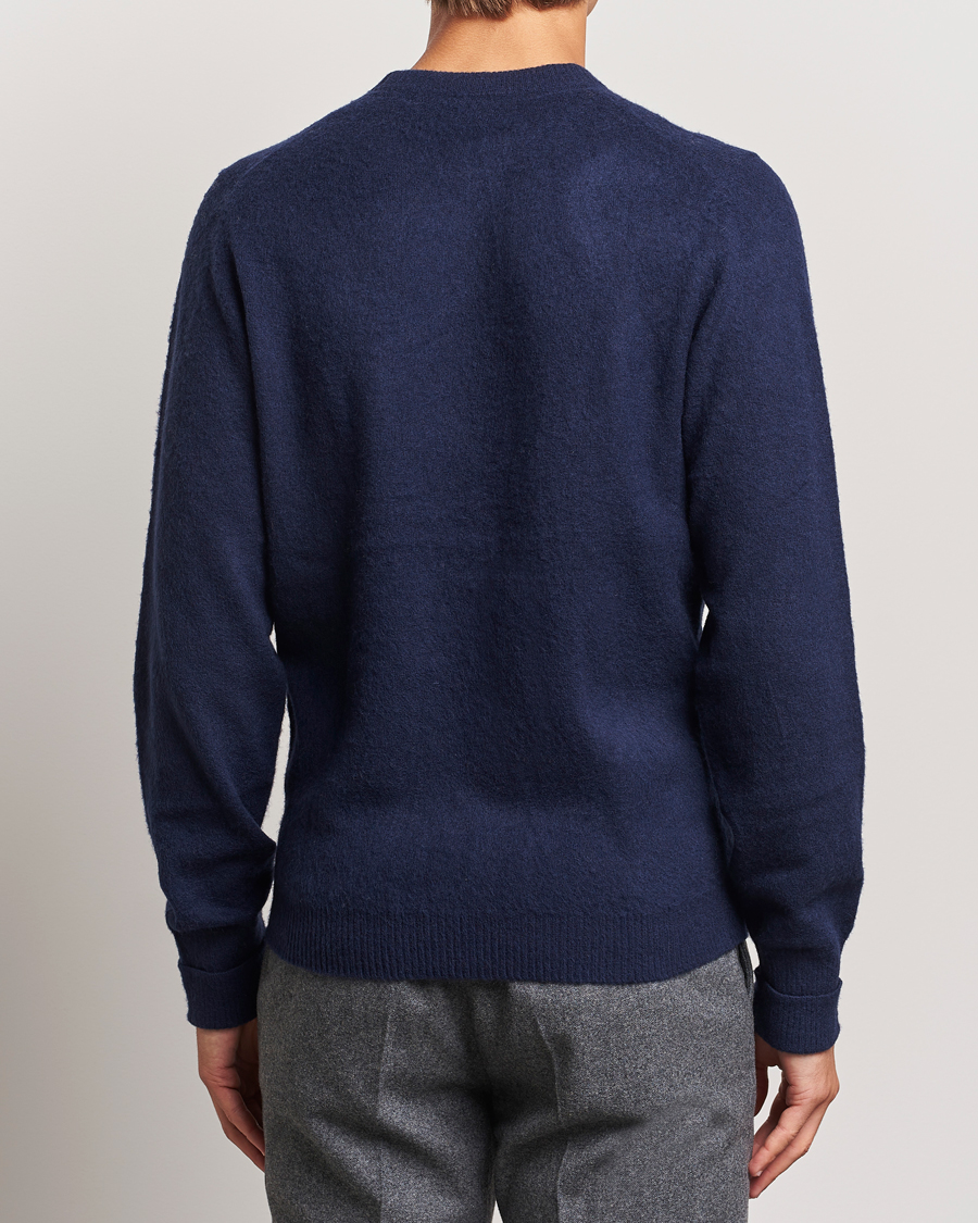Hombres | Jerséis y prendas de punto | Stenströms | Brushed Merino Crew Neck Navy