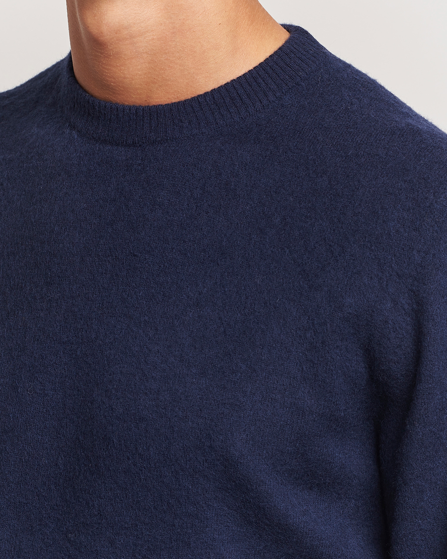 Hombres | Jerséis y prendas de punto | Stenströms | Brushed Merino Crew Neck Navy
