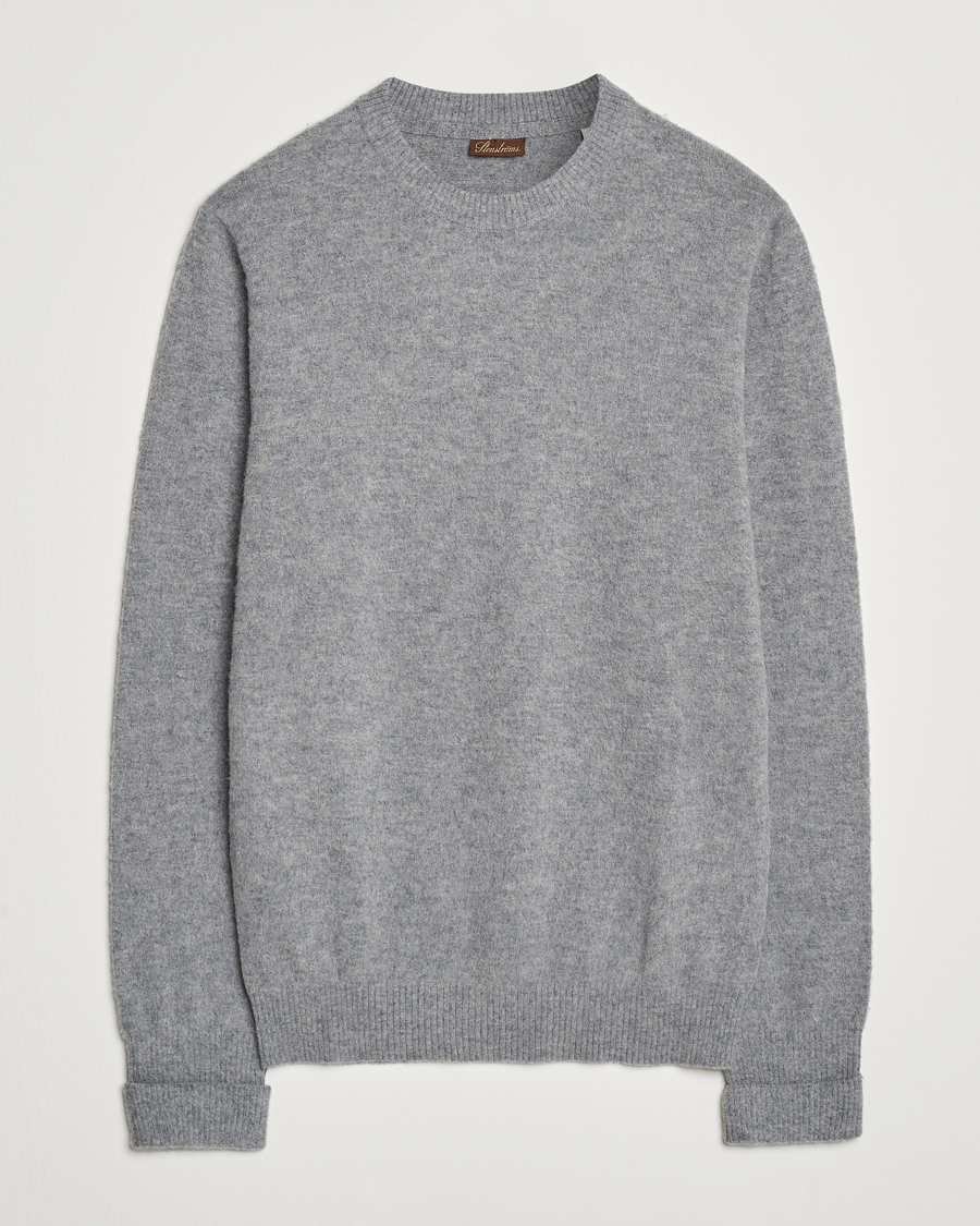 Hombres | Jerséis y prendas de punto | Stenströms | Brushed Merino Crew Neck Grey