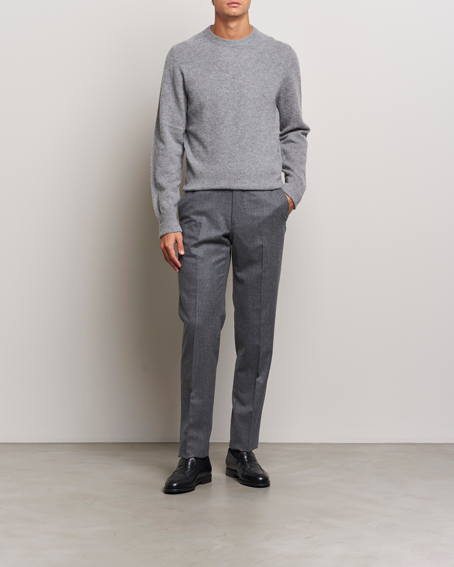 Hombres | Jerséis y prendas de punto | Stenströms | Brushed Merino Crew Neck Grey