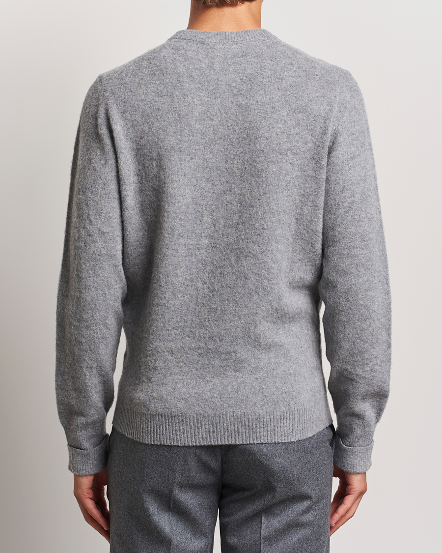 Hombres | Jerséis y prendas de punto | Stenströms | Brushed Merino Crew Neck Grey