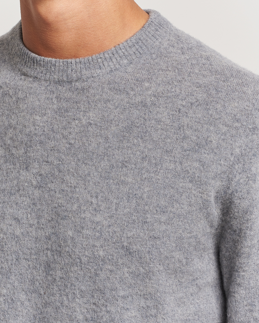 Hombres | Jerséis y prendas de punto | Stenströms | Brushed Merino Crew Neck Grey