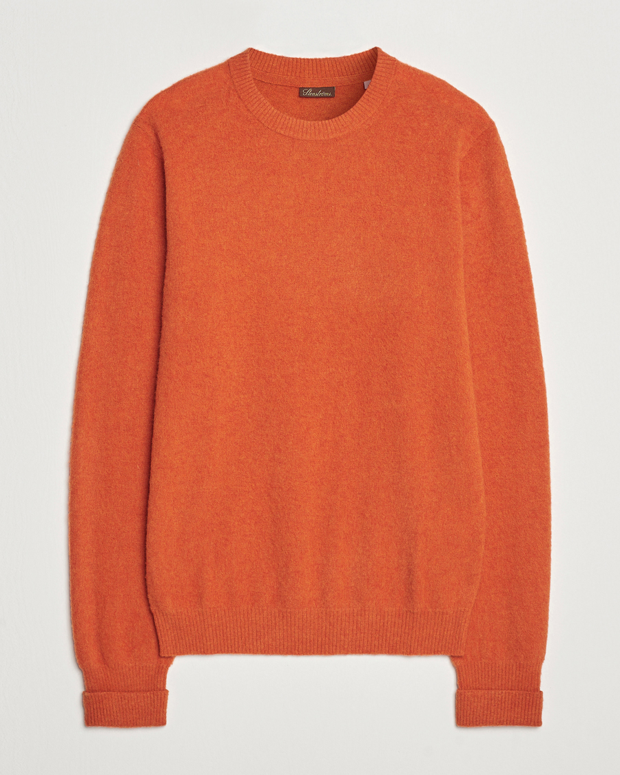 Hombres | Jerséis y prendas de punto | Stenströms | Brushed Merino Crew Neck Orange