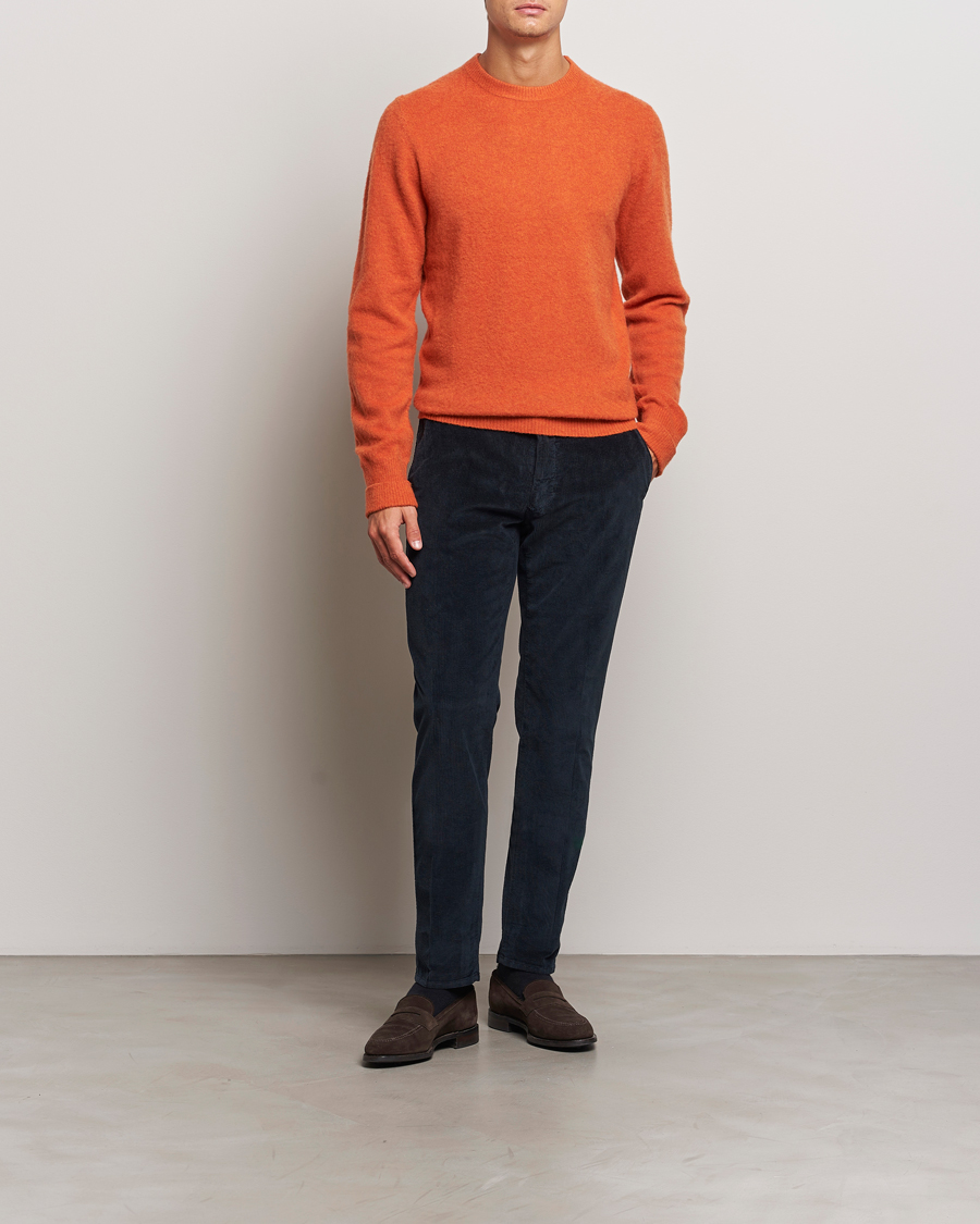 Hombres | Jerséis y prendas de punto | Stenströms | Brushed Merino Crew Neck Orange