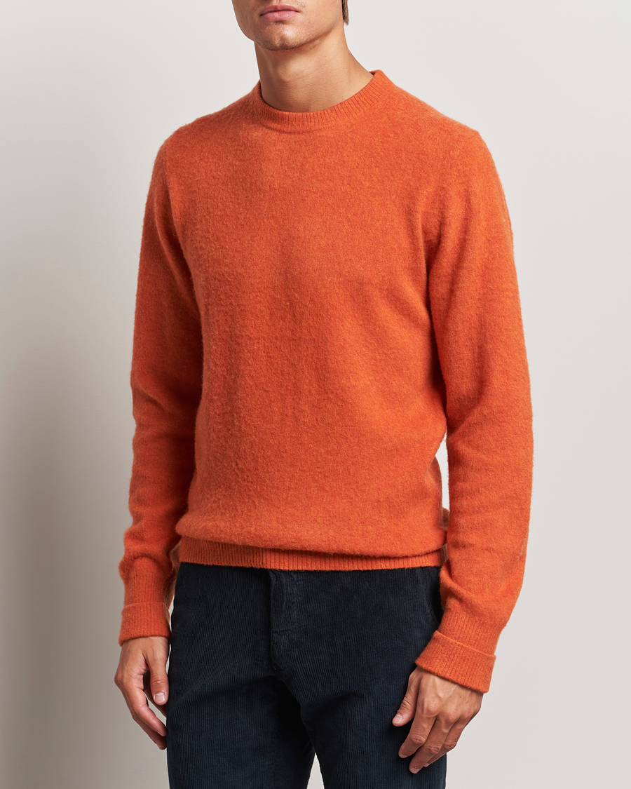 Hombres | Jerséis y prendas de punto | Stenströms | Brushed Merino Crew Neck Orange