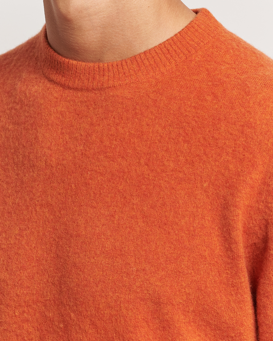 Hombres | Jerséis y prendas de punto | Stenströms | Brushed Merino Crew Neck Orange