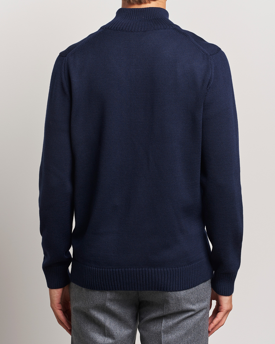 Hombres | Jerséis y prendas de punto | Stenströms | Chunky Knitted Merino Cardigan Navy