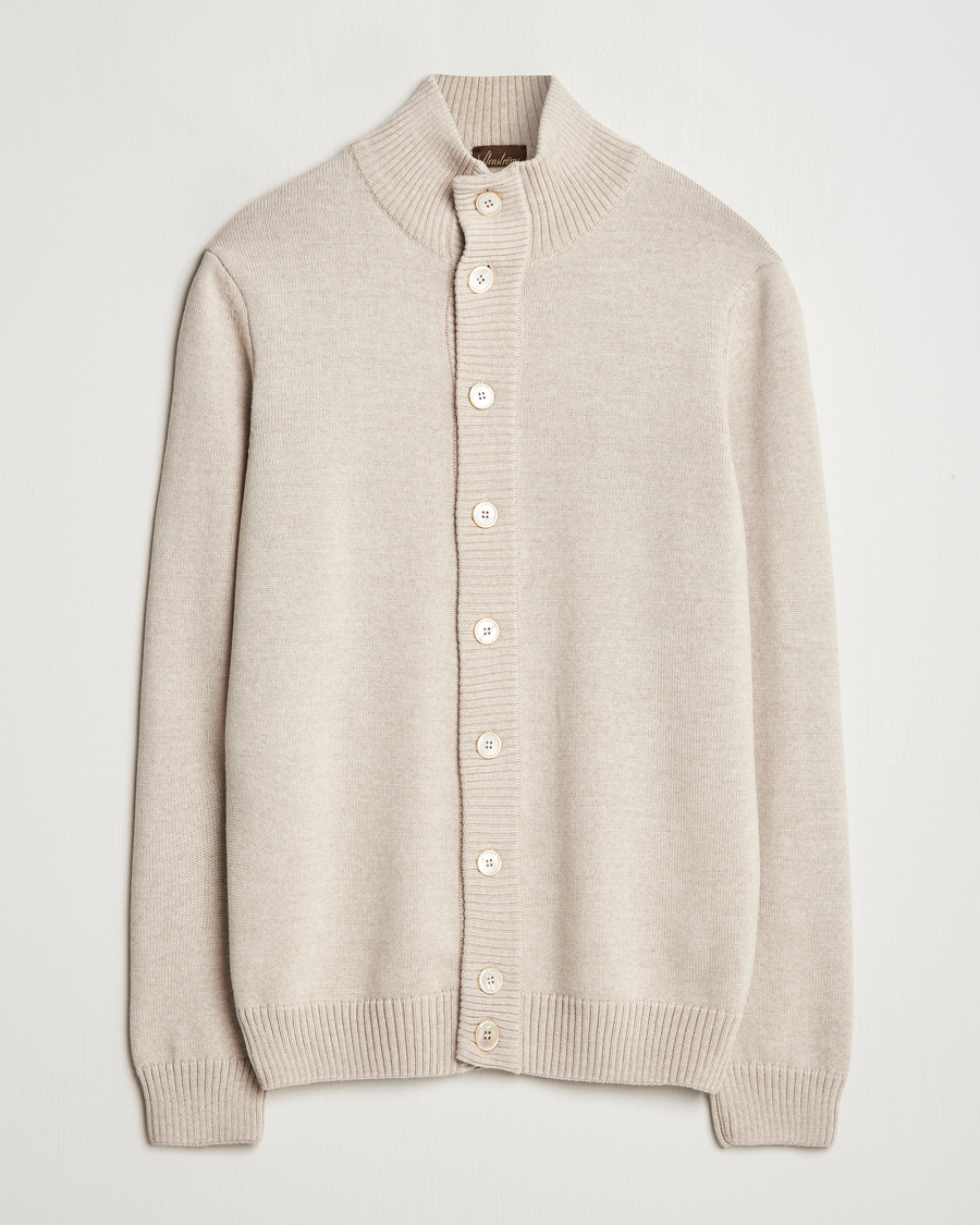 Hombres | Jerséis y prendas de punto | Stenströms | Chunky Knitted Merino Cardigan Beige