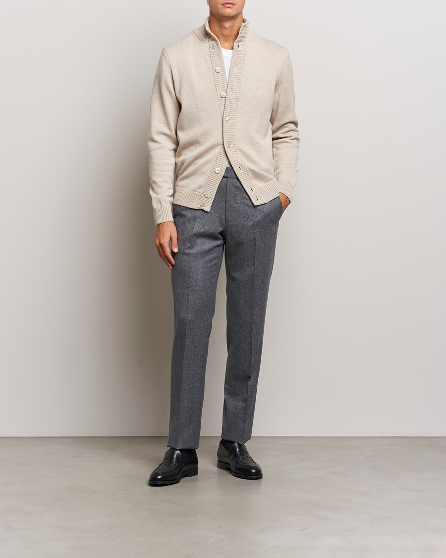 Hombres | Jerséis y prendas de punto | Stenströms | Chunky Knitted Merino Cardigan Beige
