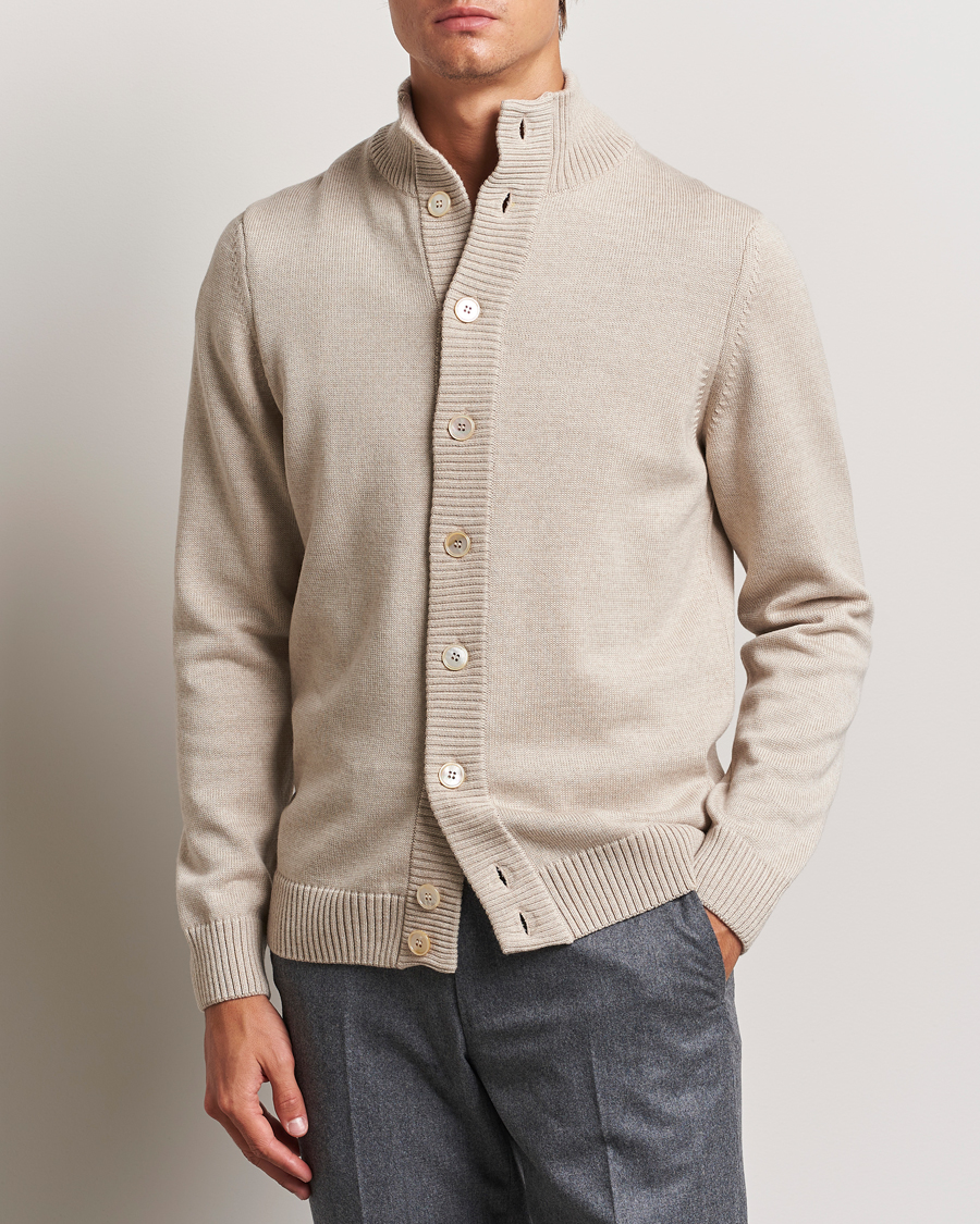 Hombres | Jerséis y prendas de punto | Stenströms | Chunky Knitted Merino Cardigan Beige