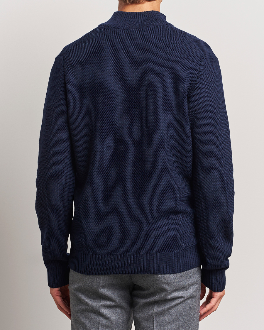 Hombres | Jerséis y prendas de punto | Stenströms | Chunky Merino Knitted Half Zip Navy