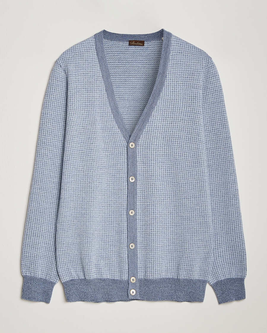 Hombres | Jerséis y prendas de punto | Stenströms | Pepita Merino Wool Cardigan Navy