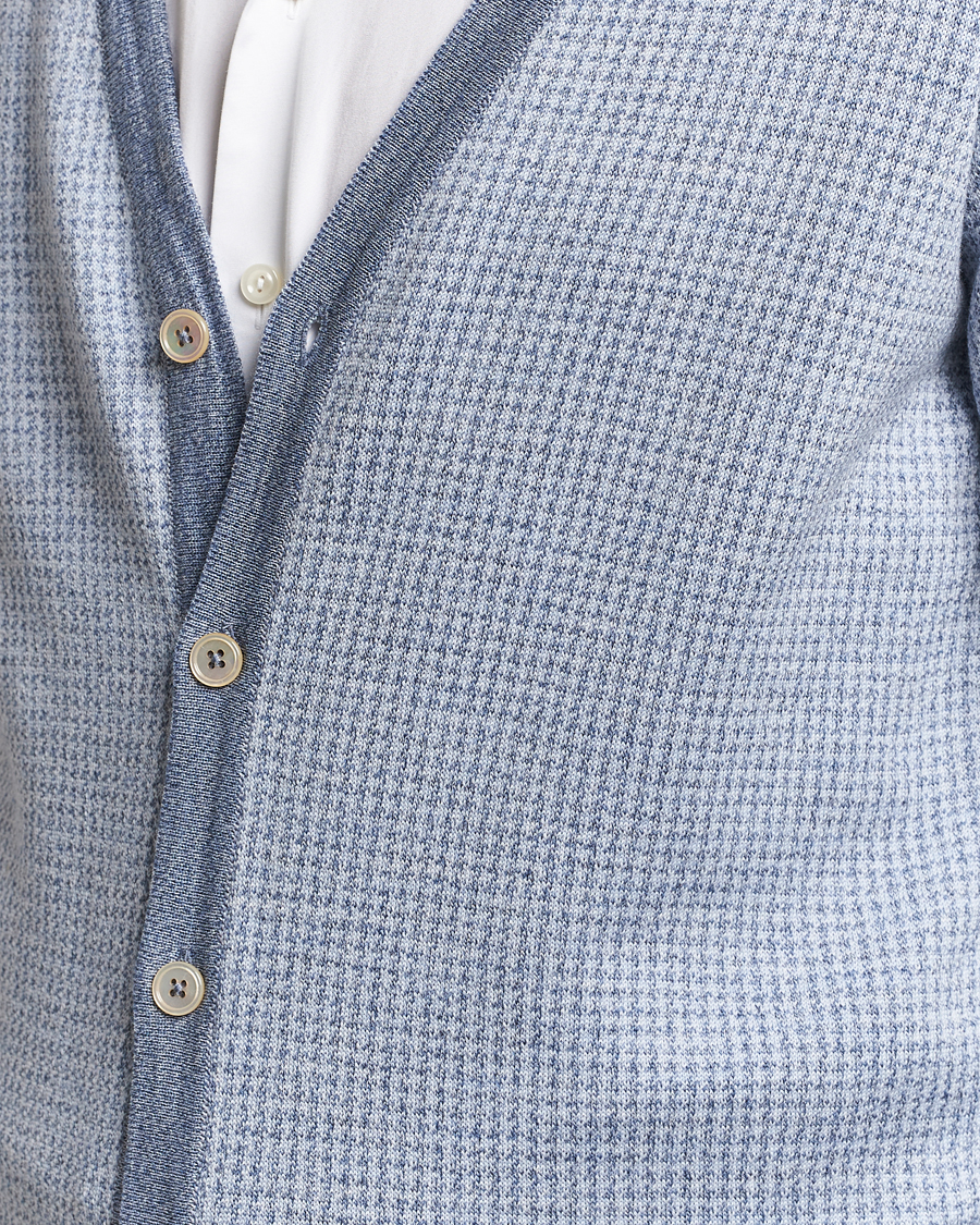 Hombres | Jerséis y prendas de punto | Stenströms | Pepita Merino Wool Cardigan Navy