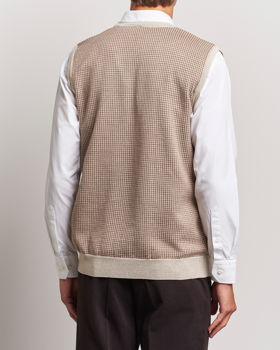 Hombres | Jerséis y prendas de punto | Stenströms | Pepita Merino Wool Vest Brown
