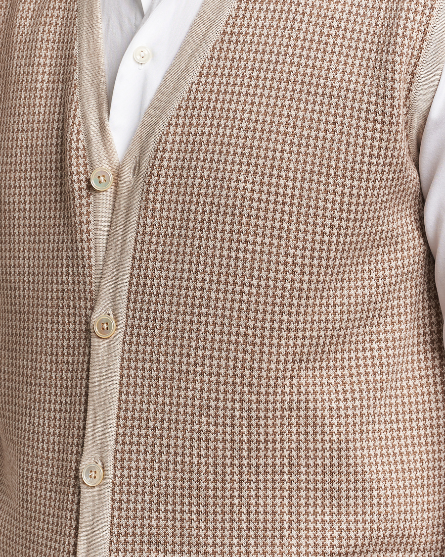 Hombres | Jerséis y prendas de punto | Stenströms | Pepita Merino Wool Vest Brown