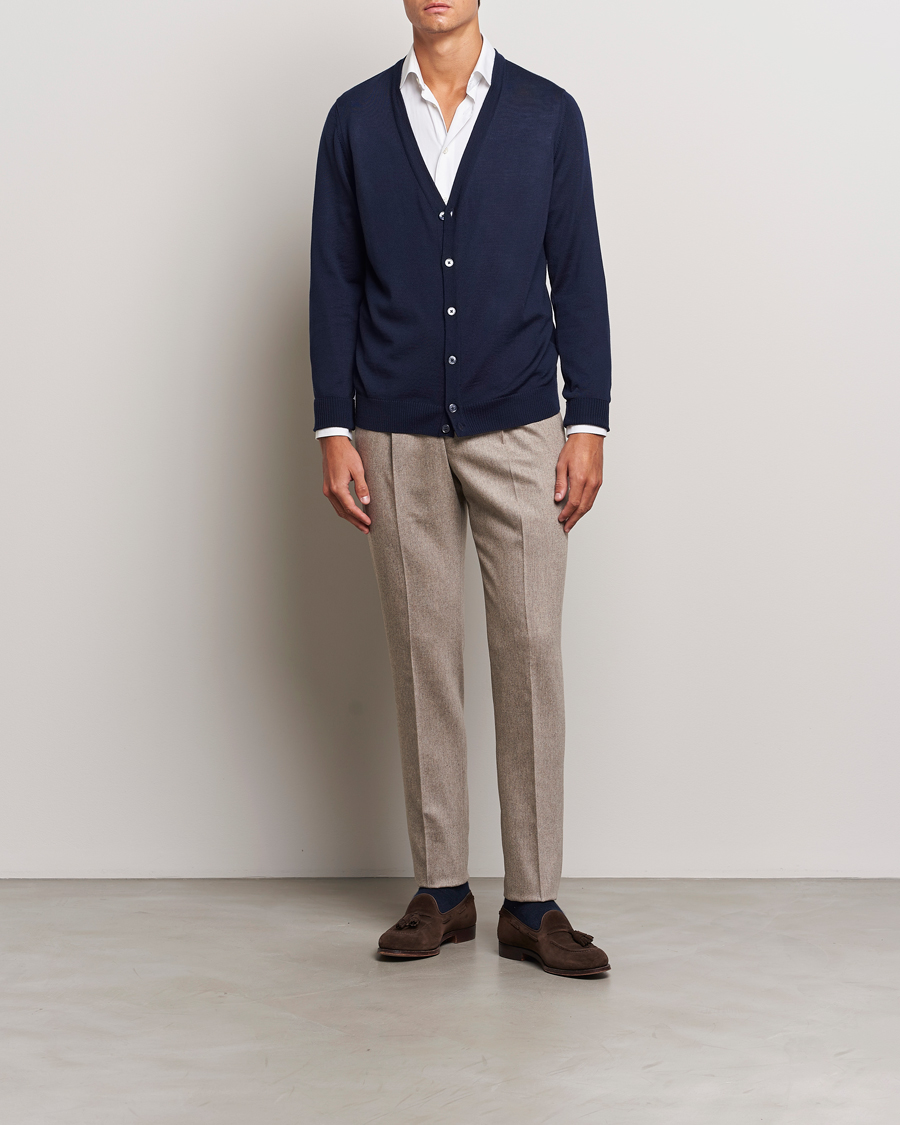 Hombres | Jerséis y prendas de punto | Stenströms | Merino Cardigan Navy