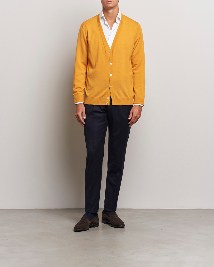 Hombres | Jerséis y prendas de punto | Stenströms | Merino Cardigan Yellow