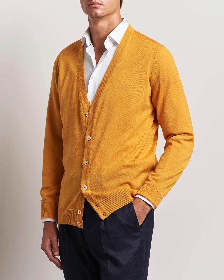 Hombres | Jerséis y prendas de punto | Stenströms | Merino Cardigan Yellow