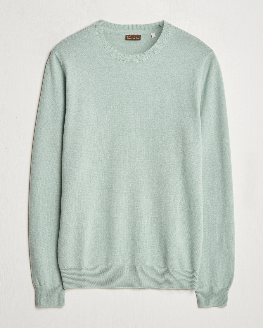 Hombres | Jerséis y prendas de punto | Stenströms | Cashmere Crewneck Light Green