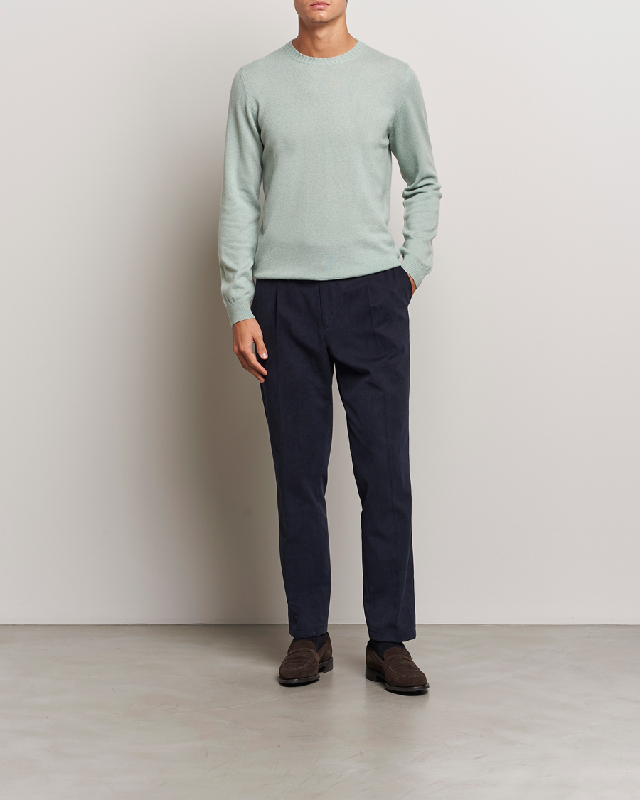 Hombres | Jerséis y prendas de punto | Stenströms | Cashmere Crewneck Light Green