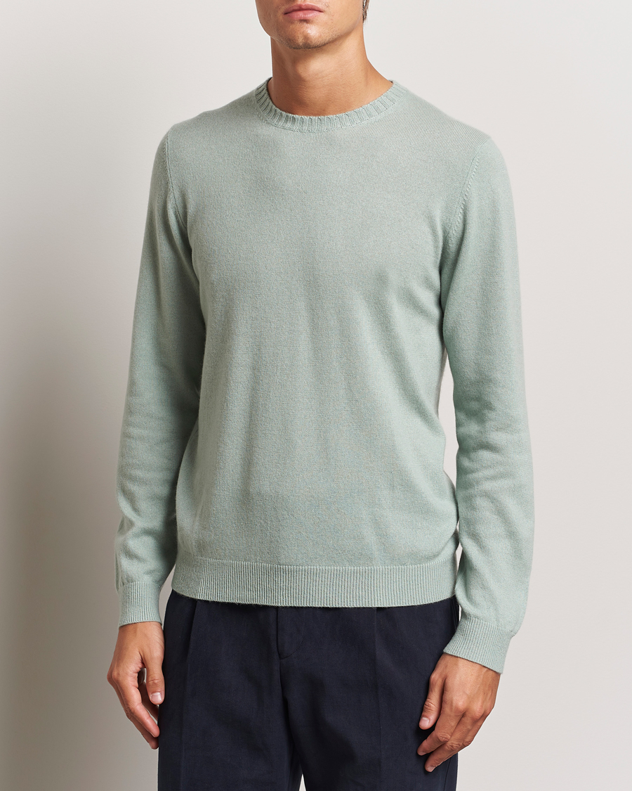 Hombres | Jerséis y prendas de punto | Stenströms | Cashmere Crewneck Light Green