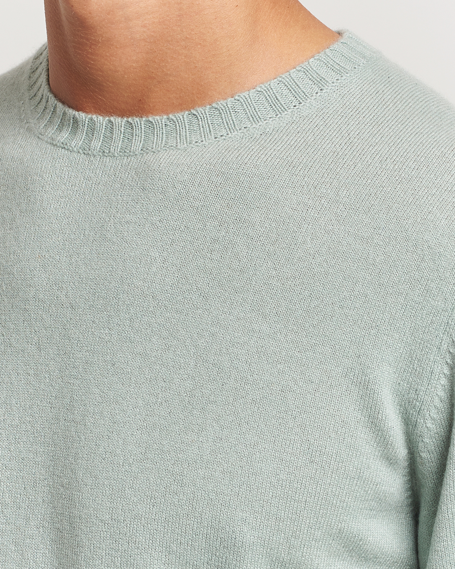 Hombres | Jerséis y prendas de punto | Stenströms | Cashmere Crewneck Light Green