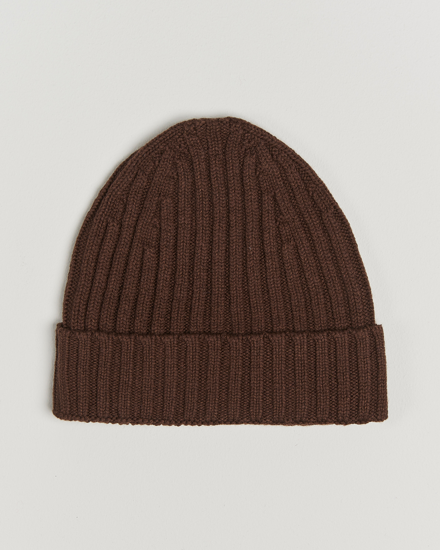 Hombres | Stenströms Ribbed Cotton/Cashmere Hat Brown | Stenströms | Ribbed Cotton/Cashmere Hat Brown