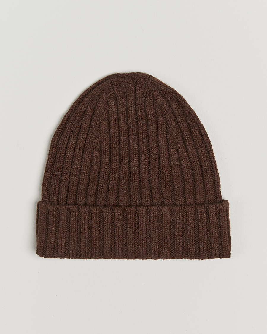 Hombres | Stenströms Ribbed Cotton/Cashmere Hat Brown | Stenströms | Ribbed Cotton/Cashmere Hat Brown