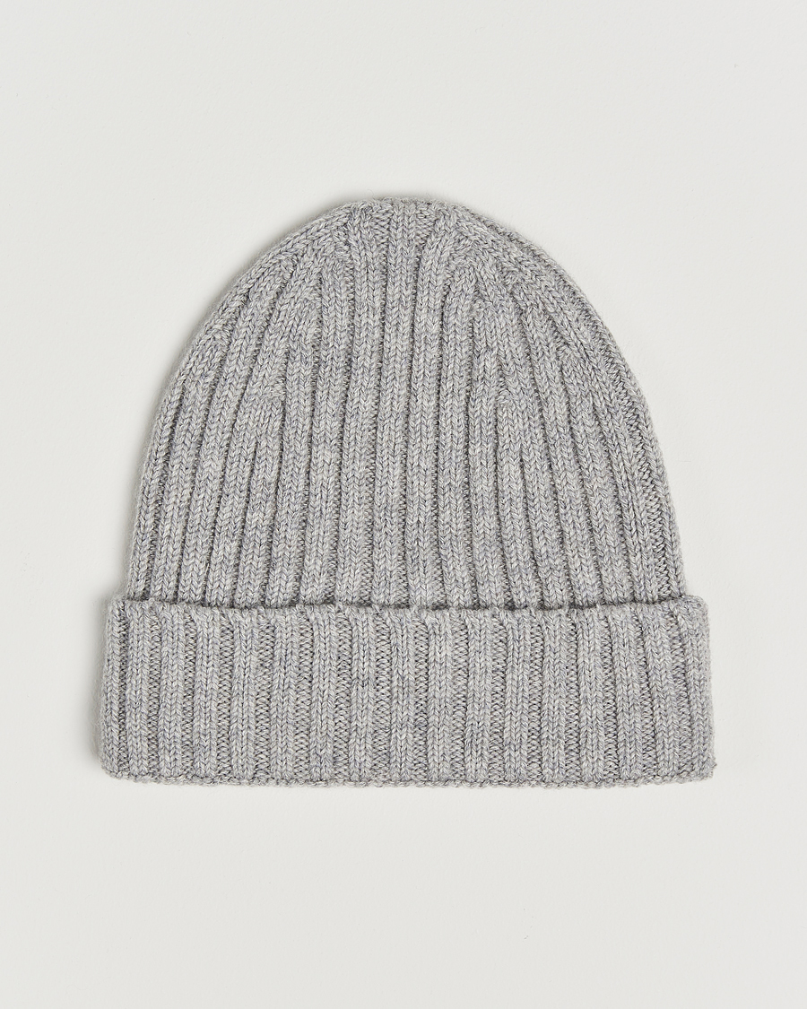 Hombres | Stenströms Ribbed Cotton/Cashmere Hat Grey | Stenströms | Ribbed Cotton/Cashmere Hat Grey