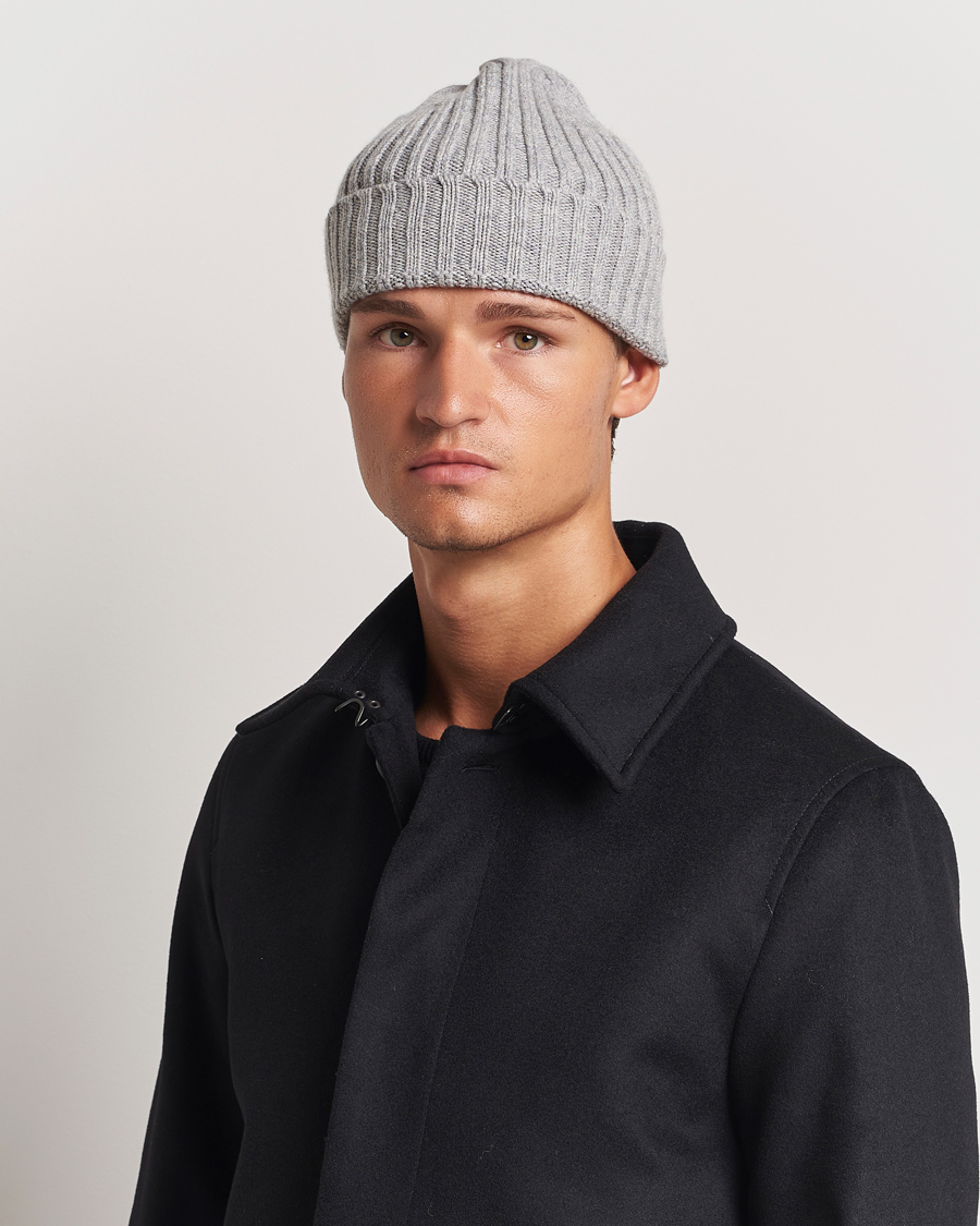 Hombres | Stenströms Ribbed Cotton/Cashmere Hat Grey | Stenströms | Ribbed Cotton/Cashmere Hat Grey