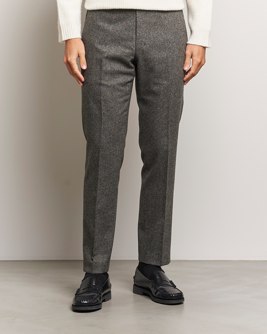Hombres | Pantalones | Tiger of Sweden | Tenuta Brushed Wool Trousers Turkish Coffee