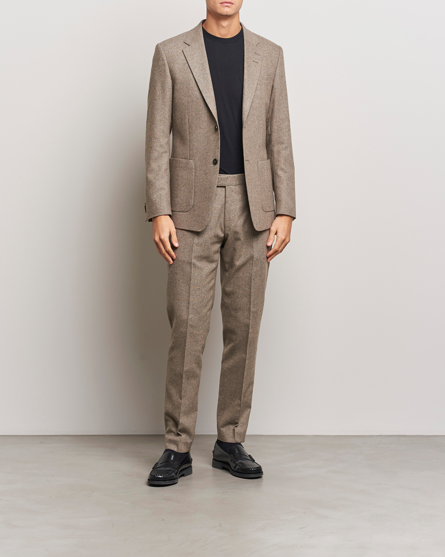 Hombres | Pantalones | Tiger of Sweden | Tenuta Brushed Wool Trousers Burlywood