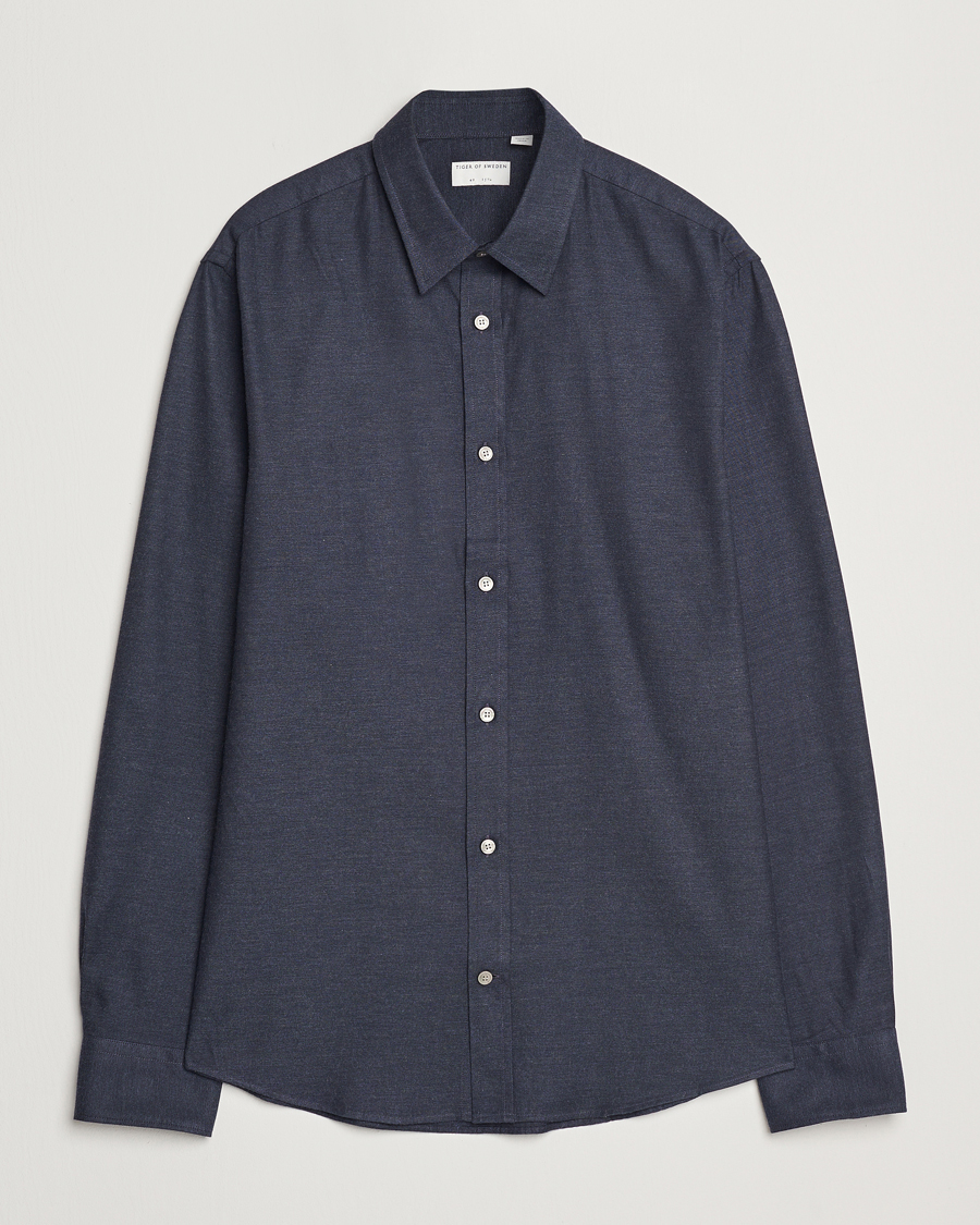 Hombres | Camisas | Tiger of Sweden | Spenser Brushed Twill Shirt Sea Blue