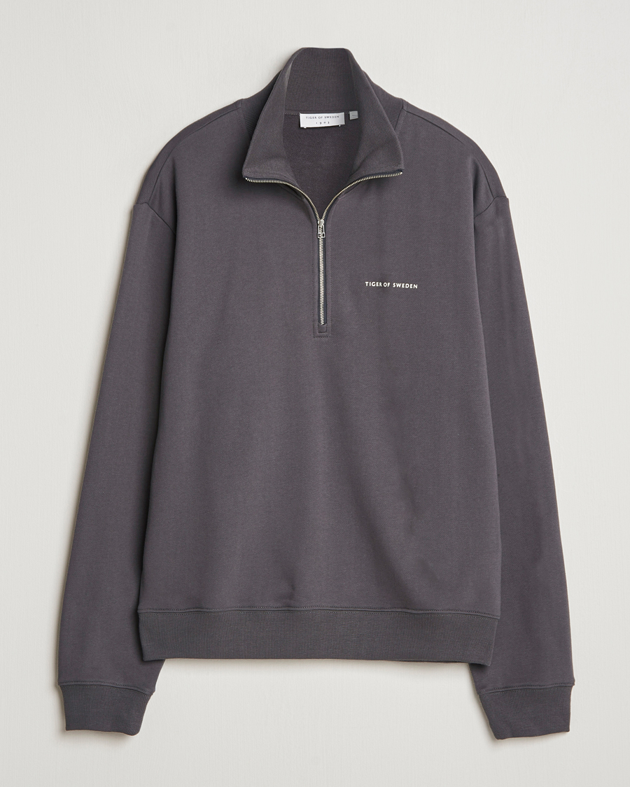Hombres | Jerséis y prendas de punto | Tiger of Sweden | Marlon Half Zip Sweatshirt Charcoal