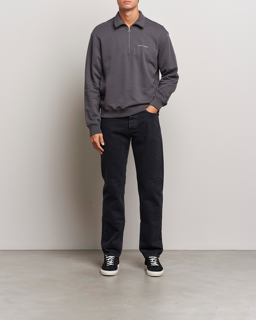 Hombres | Jerséis y prendas de punto | Tiger of Sweden | Marlon Half Zip Sweatshirt Charcoal