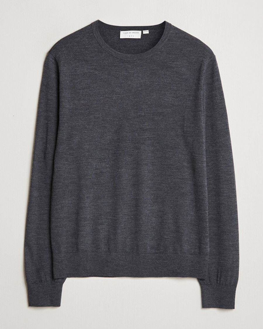 Hombres | Jerséis y prendas de punto | Tiger of Sweden | Connor Crew Neck Pullover Grey Street