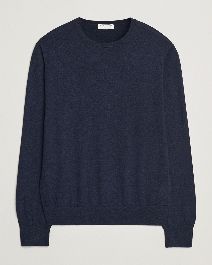 Hombres | Jerséis y prendas de punto | Tiger of Sweden | Connor Crew Neck Pullover Light Ink