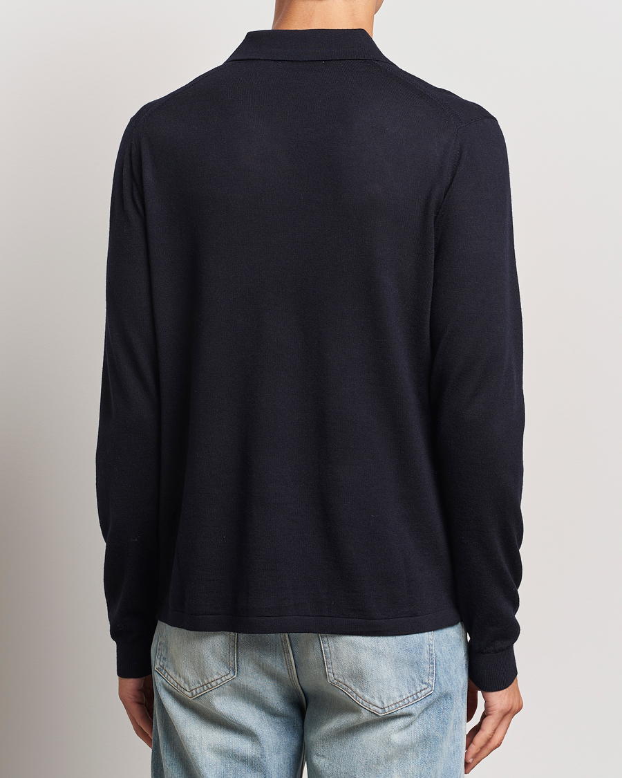 Hombres | Jerséis y prendas de punto | Tiger of Sweden | Eross Extra Fine Merino Poloshirt Light Ink