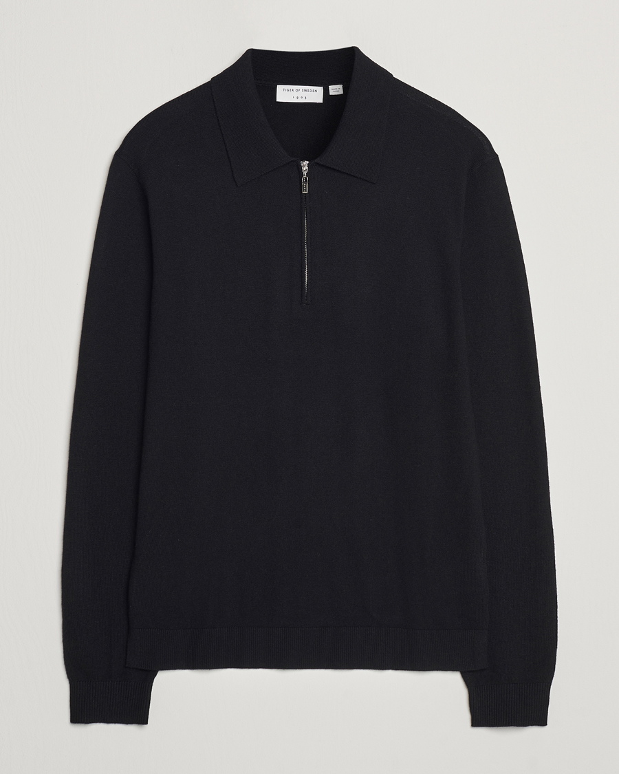 Hombres | Jerséis y prendas de punto | Tiger of Sweden | Orbit Wool/Cotton Half Zip Black