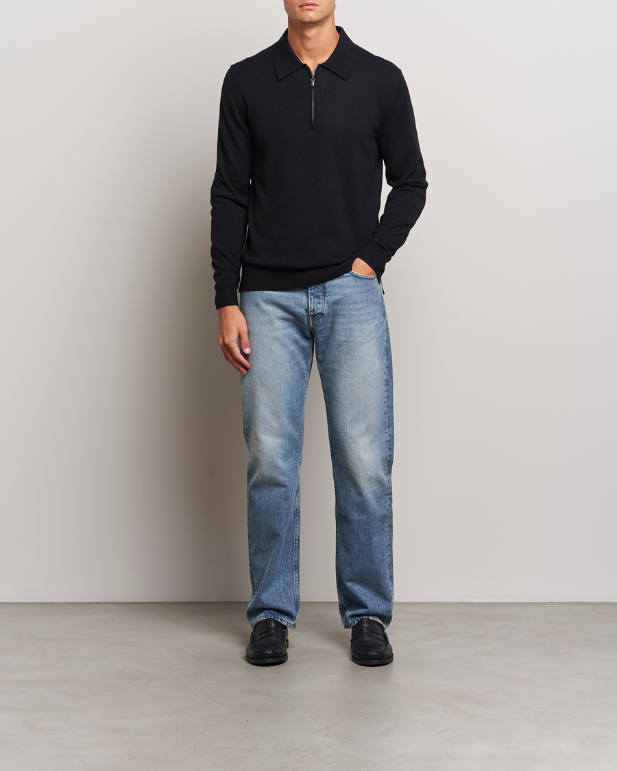 Hombres | Jerséis y prendas de punto | Tiger of Sweden | Orbit Wool/Cotton Half Zip Black