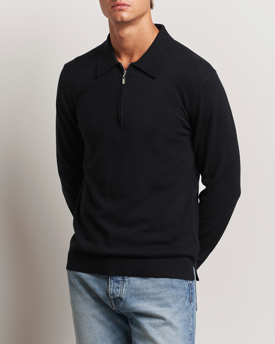 Hombres | Jerséis y prendas de punto | Tiger of Sweden | Orbit Wool/Cotton Half Zip Black