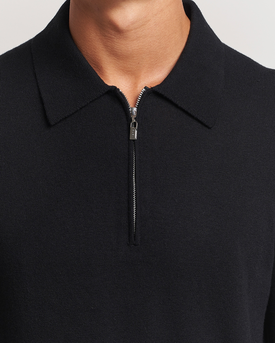 Hombres | Jerséis y prendas de punto | Tiger of Sweden | Orbit Wool/Cotton Half Zip Black