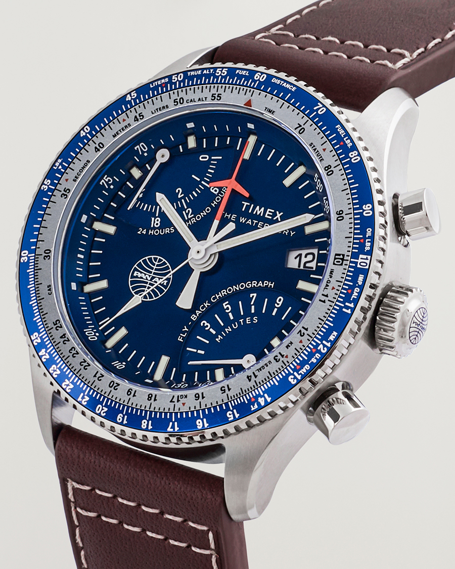 Hombres | Timex Pan Am Flyback Chronograph 43mm Blue Dial | Timex | Pan Am Flyback Chronograph 43mm Blue Dial