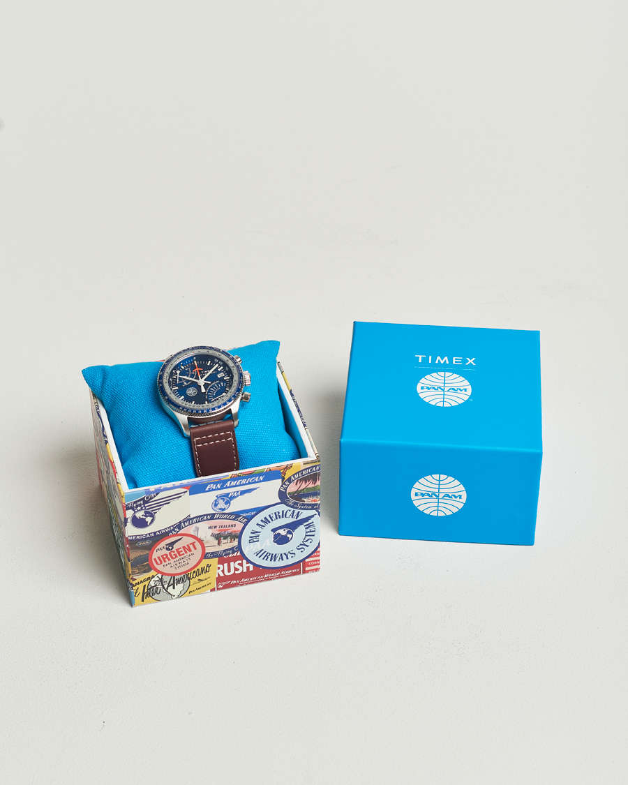 Hombres | Timex Pan Am Flyback Chronograph 43mm Blue Dial | Timex | Pan Am Flyback Chronograph 43mm Blue Dial