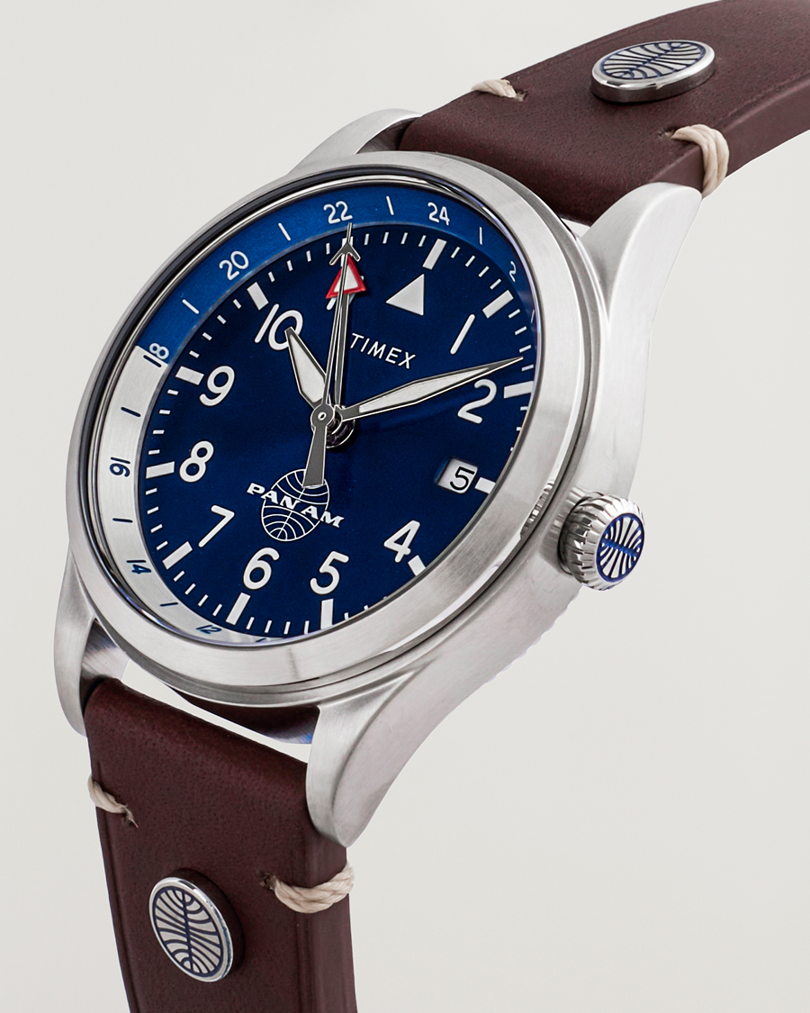 Hombres | Timex Pan Am GMT Stainless Steel 39mm Blue Dial | Timex | Pan Am GMT Stainless Steel 39mm Blue Dial