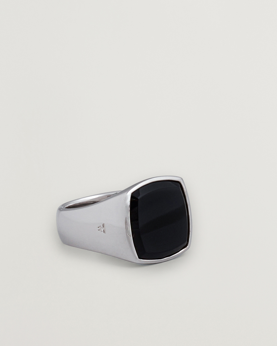 Hombres | Joyas | Tom Wood | Cushion Polished Black Onyx Ring Silver