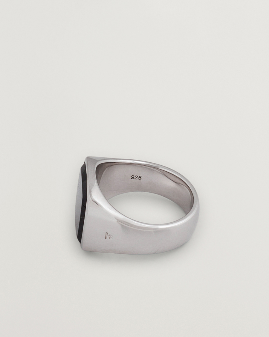 Hombres | Joyas | Tom Wood | Cushion Polished Black Onyx Ring Silver